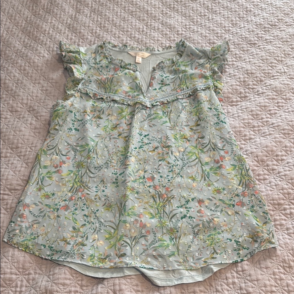 LC Lauren Conrad Pastel Floral Ruffle Top